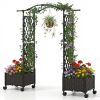 5FT Self-Watering Planter Box with Lattice Trellis & Roof – Outdoor Garden Bed for Balcony, Patio, Deck & Backyard