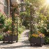 5FT Self-Watering Planter Box with Lattice Trellis & Roof – Outdoor Garden Bed for Balcony, Patio, Deck & Backyard
