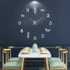 Large Modern Art Deco Wall Clock – Silent Acrylic Decorative Clock for Living Room, Bedroom, Office & Home (Black)