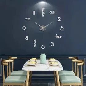 Large Modern Art Deco Wall Clock – Silent Acrylic Decorative Clock for Living Room, Bedroom, Office & Home (Black)