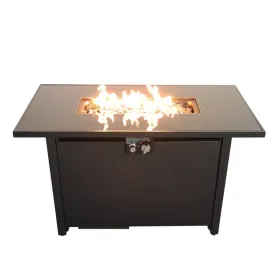25" H x 42" W Steel Outdoor Fire Pit Table with Lid