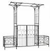 Metal Garden Arbor with Double Lockable Gate – Arch with Planter Boxes