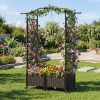5FT Self-Watering Planter Box with Lattice Trellis & Roof – Outdoor Garden Bed for Balcony, Patio, Deck & Backyard