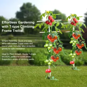7FT Hollow T-Shaped Garden Climbing Trellis – High-Strength Plant Support for Vines, Flowers & Green Living Walls (1PC)