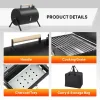 Portable Charcoal Grill Outdoor Stove – Tabletop BBQ Grill with Dual-Side Carbon Burners for Camping & Backyard Parties, Black
