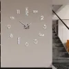 Large Modern Art Deco Wall Clock – Silent Acrylic Decorative Clock for Living Room, Bedroom, Office & Home (Black)