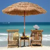 6FT Thatched Tiki Patio Umbrella with Push Button Tilt – Natural Tropical Outdoor Umbrella for Beach, Pool & Patio