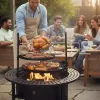 33 Inch Outdoor Fire Pit Grill with Cooking Grates – BBQ & Bonfire Combo