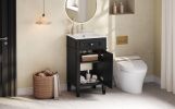 18 Inch Bathroom Vanity with Ceramic Sink Black – Freestanding Sink Cabinet