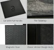 30 Inch Outdoor Gas Fire Pit Table Wicker-Effect Auto-Ignition 50,000 BTU Ceramic Top with Lid Lava Rocks Rain Cover