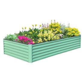 6x3x1.5ft Galvanized Raised Garden Bed, Outdoor Planter Garden Boxes Large Metal Planter Box For Gardening Vegetables Fruits Flowers, Green