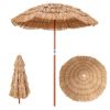 6FT Thatched Tiki Patio Umbrella with Push Button Tilt – Natural Tropical Outdoor Umbrella for Beach, Pool & Patio