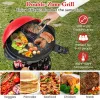 Red 1200W Electric BBQ Grill 2-in-1 – Double-Zone Cooking Grill