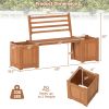 Outdoor Planter Box Wooden Bench Set – Garden Bench with Planters