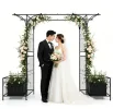 Metal Garden Arbor with Double Lockable Gate – Arch with Planter Boxes
