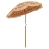 6FT Thatched Tiki Patio Umbrella with Push Button Tilt – Natural Tropical Outdoor Umbrella for Beach, Pool & Patio
