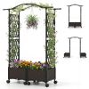 5FT Self-Watering Planter Box with Lattice Trellis & Roof – Outdoor Garden Bed for Balcony, Patio, Deck & Backyard