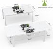 Patio Dining Expandable Table Aluminum Ivory White – Seats 6–8