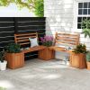 Outdoor Planter Box Wooden Bench Set – Garden Bench with Planters