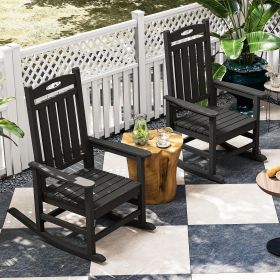Outdoor Rocking Chair Set of 2 HDPE Black – Oversized Patio Rockers