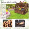 2-Tier Raised Garden Bed Rustic Wooden Wagon Planter with Drainage Holes & Wheels for Flowers and Potted Plants