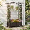5FT Self-Watering Planter Box with Lattice Trellis & Roof – Outdoor Garden Bed for Balcony, Patio, Deck & Backyard