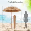 6FT Thatched Tiki Patio Umbrella with Push Button Tilt – Natural Tropical Outdoor Umbrella for Beach, Pool & Patio