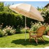 7FT Boho Patio Umbrella with Fringe Tassels – Adjustable Tilt Outdoor Sun Canopy, Portable 2-Section Metal Beach Umbrella