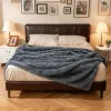 Gray 740GSM Faux Wolf Fur Throw Blanket 60x80 – Ultra Soft Fleece Blanket