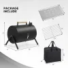 Portable Charcoal Grill Outdoor Stove – Tabletop BBQ Grill with Dual-Side Carbon Burners for Camping & Backyard Parties, Black