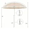 7FT Boho Patio Umbrella with Fringe Tassels – Adjustable Tilt Outdoor Sun Canopy, Portable 2-Section Metal Beach Umbrella