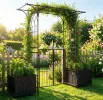 Metal Garden Arbor with Double Lockable Gate – Arch with Planter Boxes