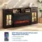 70-inch Black Gold Oak Electric Fireplace TV Stand - 2 Lattice Glass Doors, 2 Drawers & Shelf, Compatible With 36' 3-Sided Glass Insert
