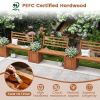 Outdoor Planter Box Wooden Bench Set – Garden Bench with Planters