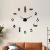Large Modern Art Deco Wall Clock – Silent Acrylic Decorative Clock for Living Room, Bedroom, Office & Home (Black)