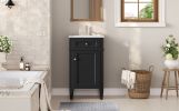 18 Inch Bathroom Vanity with Ceramic Sink Black – Freestanding Sink Cabinet