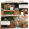 Outdoor Planter Box Wooden Bench Set – Garden Bench with Planters