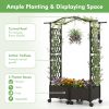 5FT Self-Watering Planter Box with Lattice Trellis & Roof – Outdoor Garden Bed for Balcony, Patio, Deck & Backyard