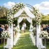 8FT Steel Garden Arch Arbor Trellis – Heavy-Duty Wedding Arch Stand for Climbing Plants & Outdoor Décor