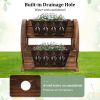 2-Tier Raised Garden Bed Rustic Wooden Wagon Planter with Drainage Holes & Wheels for Flowers and Potted Plants