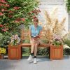 Outdoor Planter Box Wooden Bench Set – Garden Bench with Planters