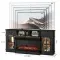 70-inch Black Gold Oak Electric Fireplace TV Stand - 2 Lattice Glass Doors, 2 Drawers & Shelf, Compatible With 36' 3-Sided Glass Insert