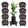 8-Pack 12.2-Inch Heavy Duty Plant Caddy with Wheels – Rolling Plant Dolly with Locking Casters for Indoor & Outdoor Use, Brown