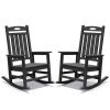 Outdoor Rocking Chair Set of 2 HDPE Black – Oversized Patio Rockers
