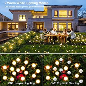 Solar Garden Lights Outdoor Decorations; 4 Pack Upgraded 8 LED Solar Powered Firefly Lights