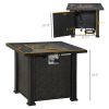 30 Inch Outdoor Gas Fire Pit Table Wicker-Effect Auto-Ignition 50,000 BTU Ceramic Top with Lid Lava Rocks Rain Cover