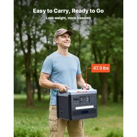 Portable Power Station, 2400W Portable Solar Generator