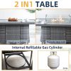Direct Wicker Rectangular Propane Lift-Top Patio Fire Pit Table with Wind  Glass Wind Guard & Cover,Grey