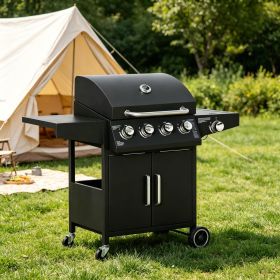 52" Barbecue Grill with Wheels 4+1 Burner Liquid Propane Gas Grill