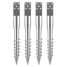 VEVOR No Dig Ground Anchor, 4 Pack 3.94 x 2.76 x 27.56 in DIY Screw in Post Stake, Includes 6 Lag Bolts & a Rebar